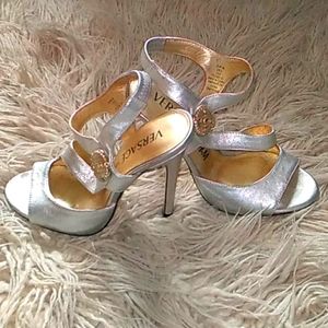 Silver Versace H&M high heels
